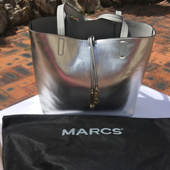 NWT Marcs Metallic Silver/Grey Reversible Shopper Tote Bag/Shoulder Bag - Picture 13 of 15